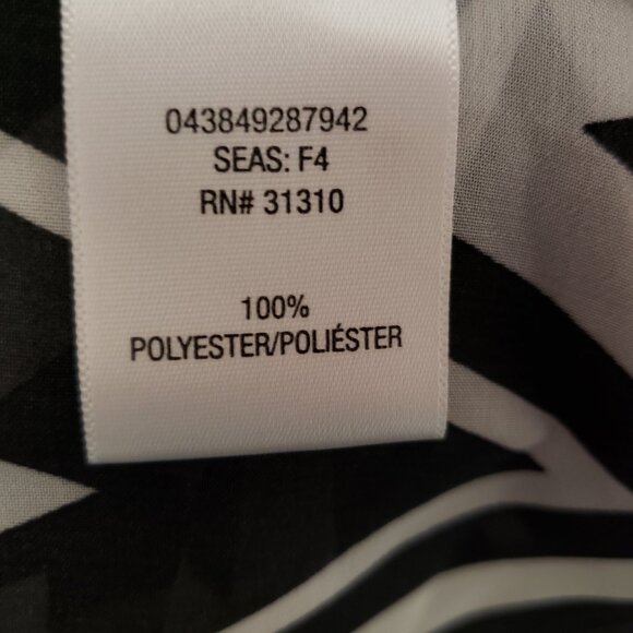 NEW Bongo S Juniors Black White Sheer Chevron Peasant Boho Top Blouse Tie Neck - Picture 6 of 6